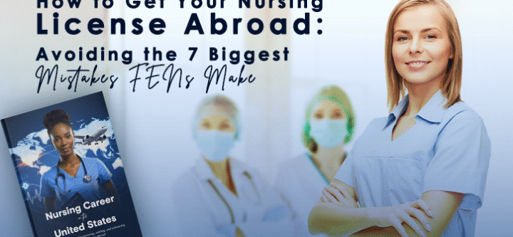 International nurse preparing documents for licensing and relocation abroad.